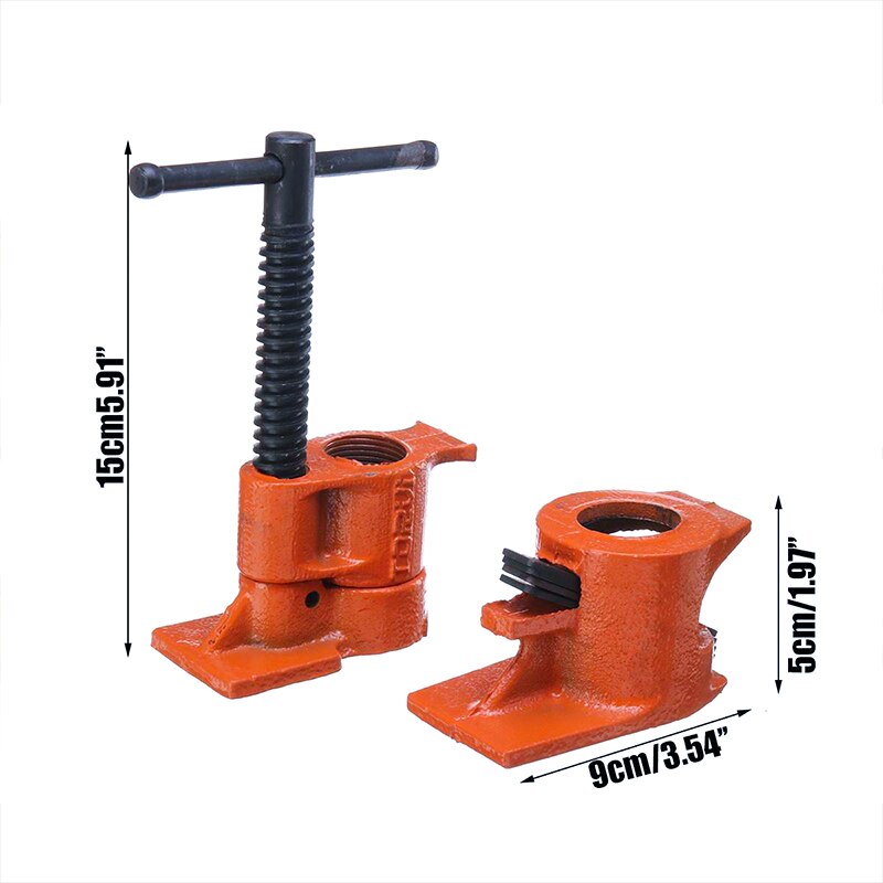 3/4 Inch Heavy Duty Pipe Clamp for Woodworking Wood Gluing Pipe Clamp Steel Cast Iron Pipe Clamp Fixture Carpenter Hand Tool