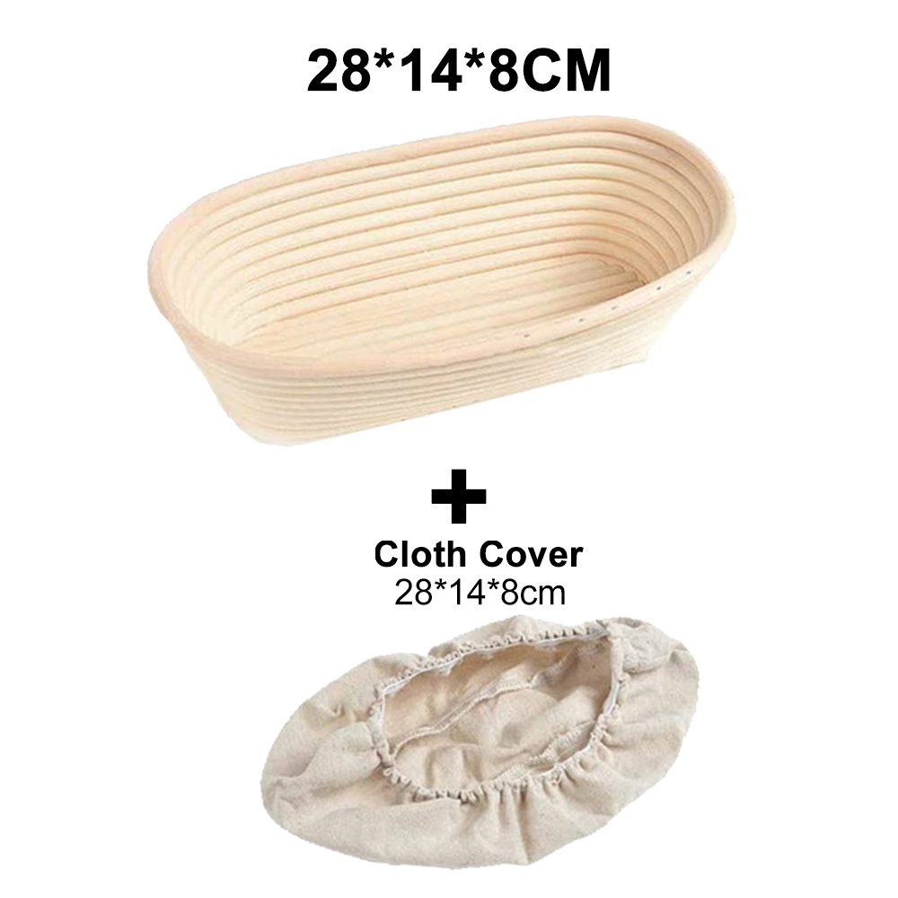 Rattan Banneton Bread Proofing Proving Baskets Set Round /Oval Natural Rattan Fermentation Basket Dough Wicker Rattan DIY Tool: 28X14X8CM