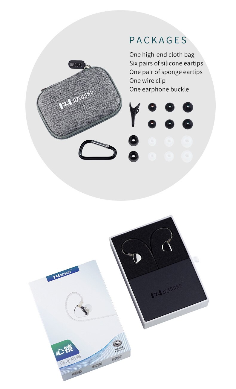 Unidad de controlador HZSOUND con espejo en forma de corazón de 10mm, auriculares CNC de alta fidelidad, auriculares con Monitor de DJ y Cable OFC de 2 pines y 0,78mm