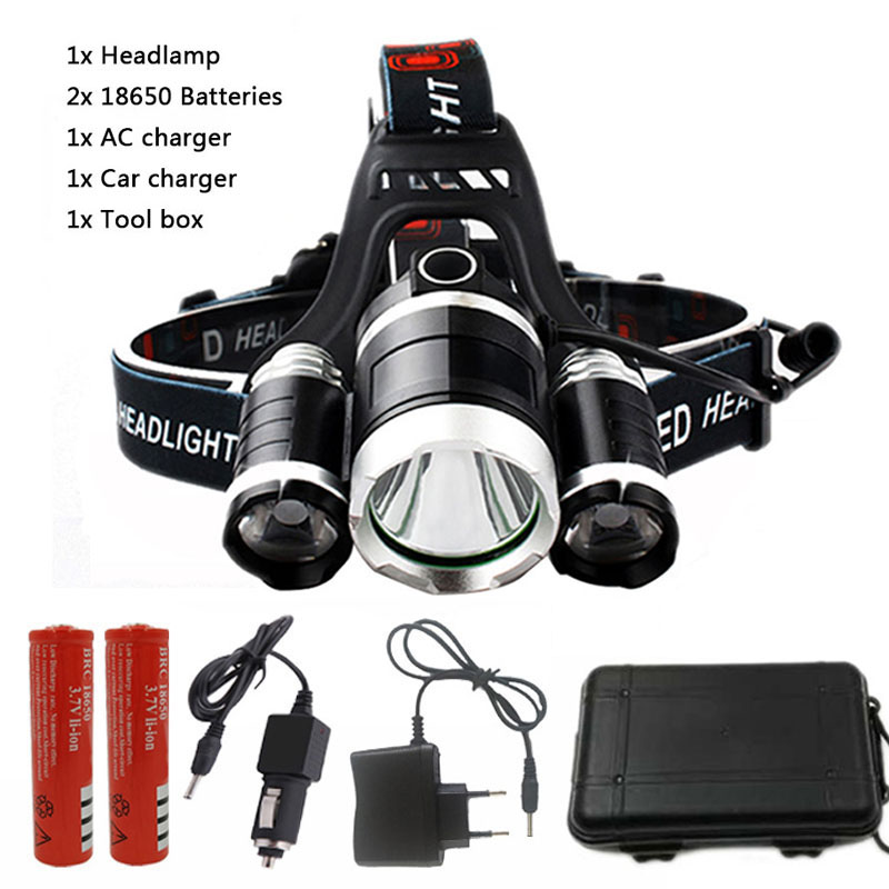 LED Scheinwerfer Jagd draussen scheinwerfer CREE XML 3/5 LED T6 Kopf Lampe Taschenlampe Torchhead licht mit 18650 batterie AC/ DC ladegerät: Möglichkeit B / 2x18650 Batterie