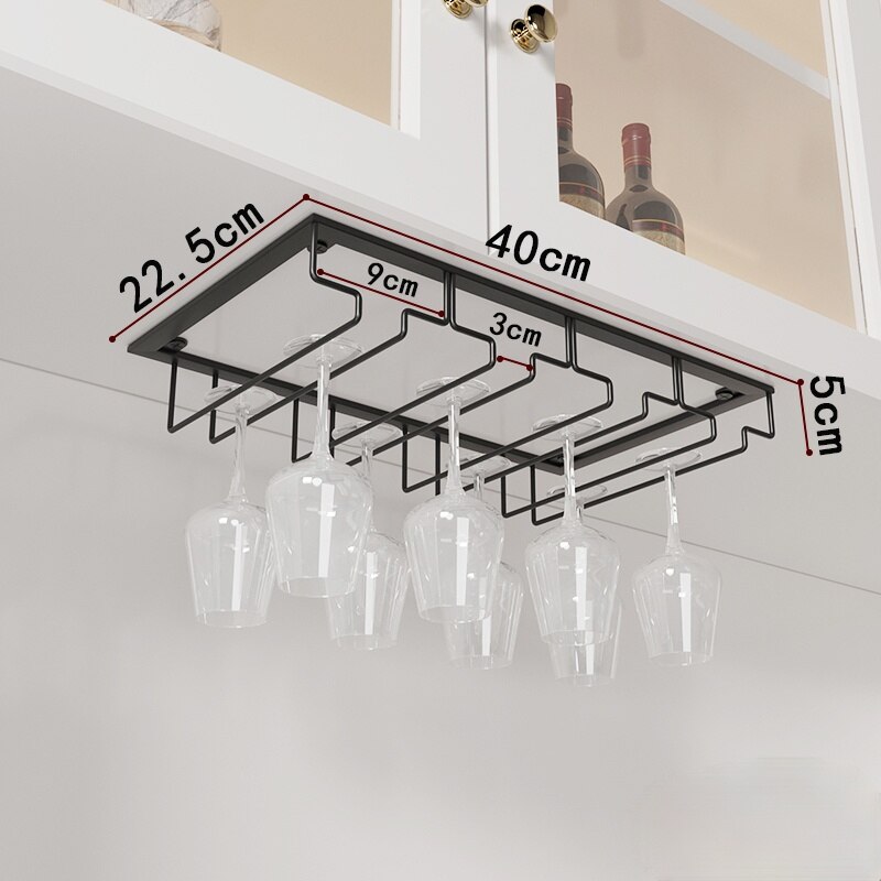 Ijzeren Muur Mount Wijn Glas Opknoping Houder Beker Glaswerk Organizer Rack: 4 slots