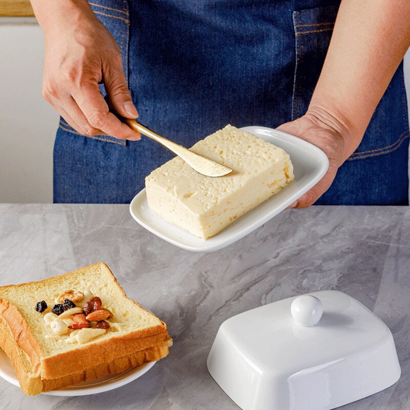 Butter Box Cheese Store Sealed Box Home Ceramics With Cover Food Tray Butter Retainer Kitchen Tool Tray Container Organizer Case