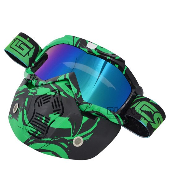 Máscara de casco facial Vintage, gafas desmontables para Motocross, Scooter, Jet, máscara, gafas de sol, esquí, Skate: Model 14