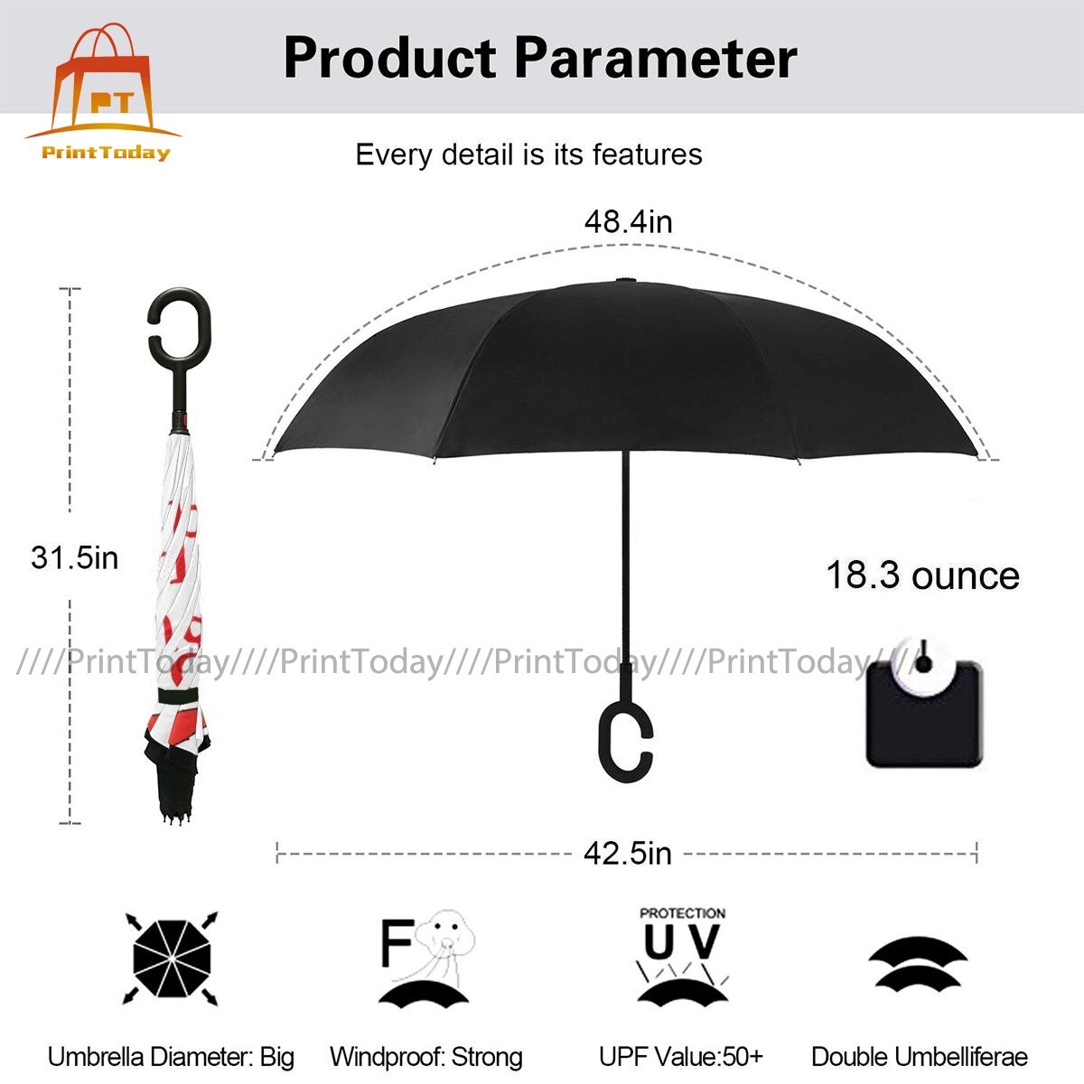 Gangsta-paraguas para de paraguas, sombrilla de protección UV para coche reforzada al revés, barata