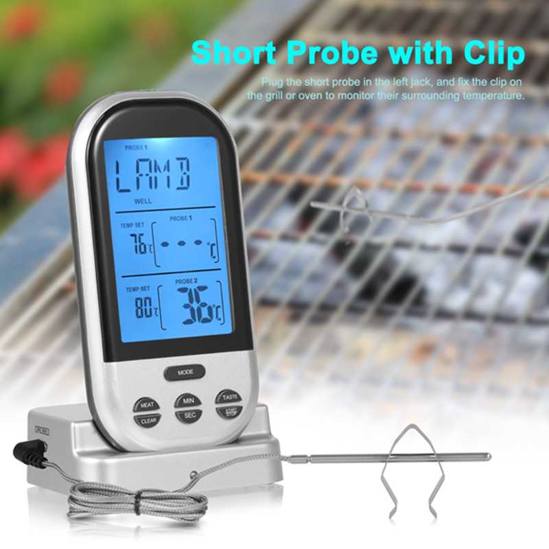 Wireless Remote Digital Cooking Food Meat Thermometer Instant Read with Oven Probe for Oven and Dual Probes for Kitchen Smoker G
