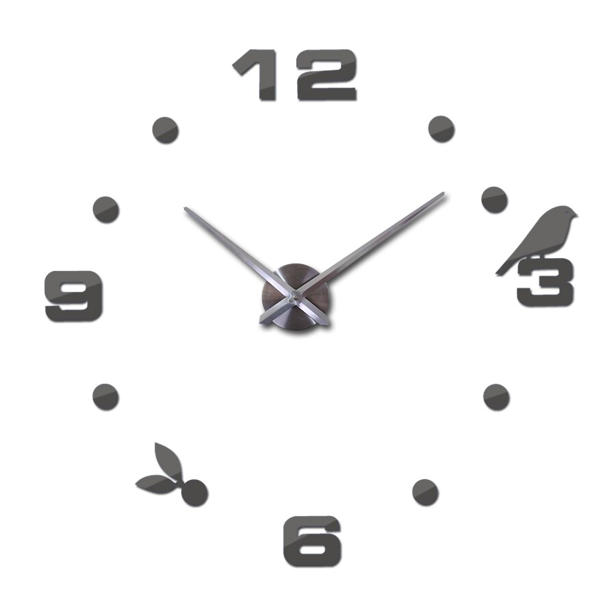 Specialtilbud ur vægure reloj de pared horloge ur stort dekorativt akryl spejl kvarts stue: Mørkegrå / 47 tommer