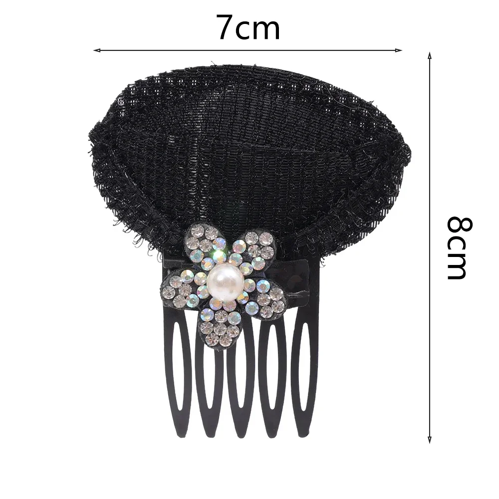 Rhinestone Puff Hair Head Cushion Invisible Fluffy Hair Pad Sponge Clip Bun Bump Volume Hairs Base For Women Hair Accessory: Blue
