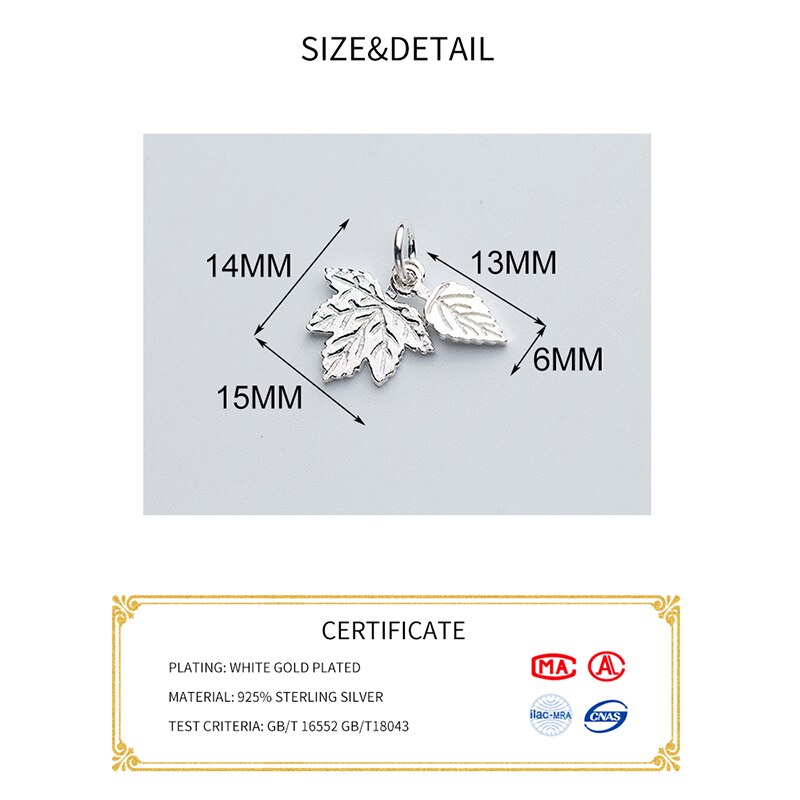 Meetsoft 925 Sterling silber retro blatt modellier-Reize ahornblatt anhänger herstellung von handgefertigtem schmuckzubehör