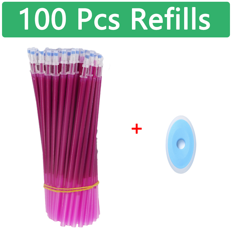 100 unids/set Kawaii recarga borrable bolígrafos borrables bolígrafo de Gel boceto escritura papelería para cuaderno útiles escolares lindo lápiz para niños: naranja