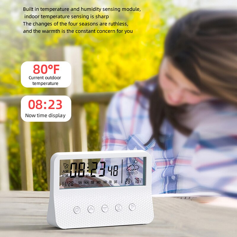 Transparent LED Luminous Digital Alarm Clock Mute Smart Rechargeable Electronic Clock Mute Humidity Calendar Desktop Alarm Clock