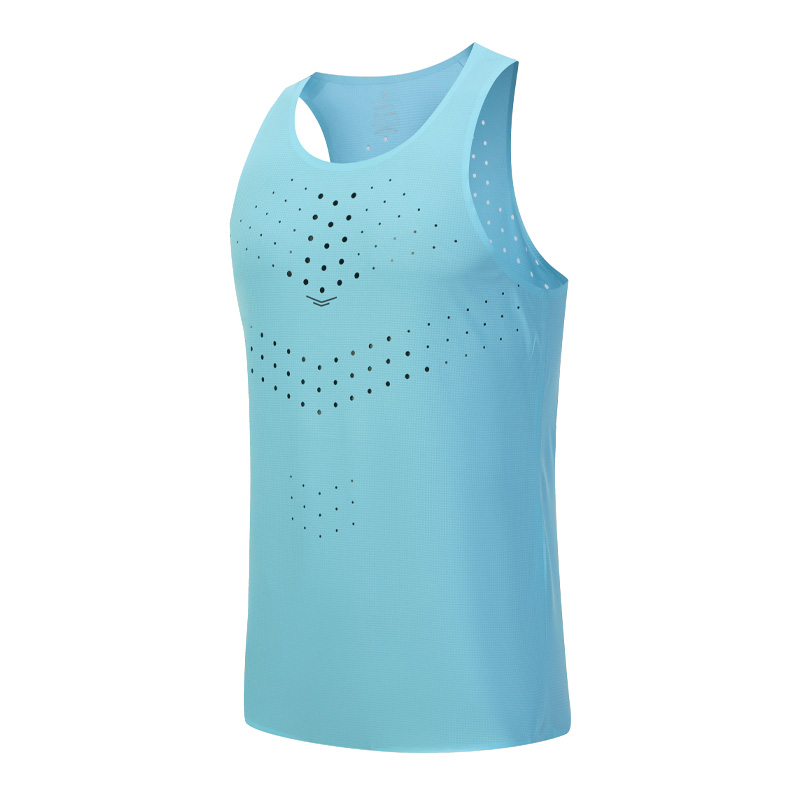Herre gym t-shirt gade ærmeløse t-shirts hurtigtørrende tanktoppe træning fitness singlets mesh åndbar sport vest: Xxxl / Blå