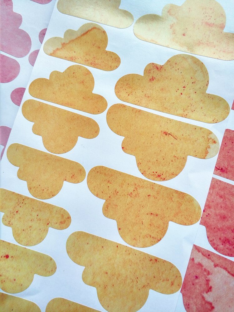 Nursery Clouds Pattern Wall Sticker Watercolour Vinyl Decal Removable For Girls Room Decor: Yellow