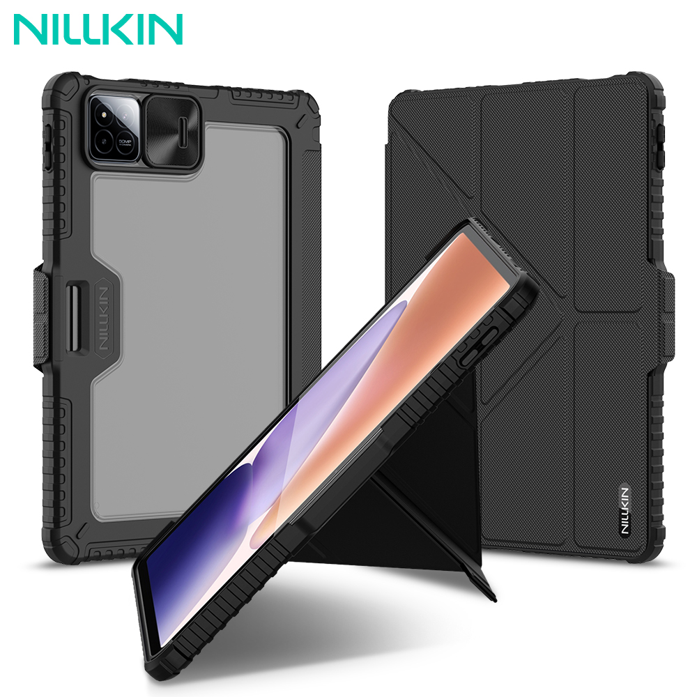 NILLKIN-Étui magnétique multi-angle pour Xiaomi Pad 7 Pro, protection d'appareil photo pliable, couverture noire avec porte-crayon