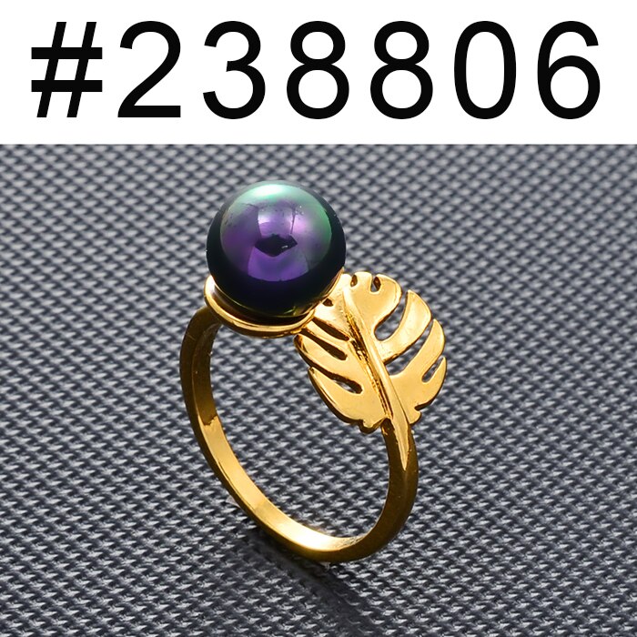 Anniyo Hawaiian Ring Zwarte Parel Ring Frangipan Bloem Monstera Leaf Sieraden Guam Marshallese Chuuk Micronesië Kiribati #238706: 238806