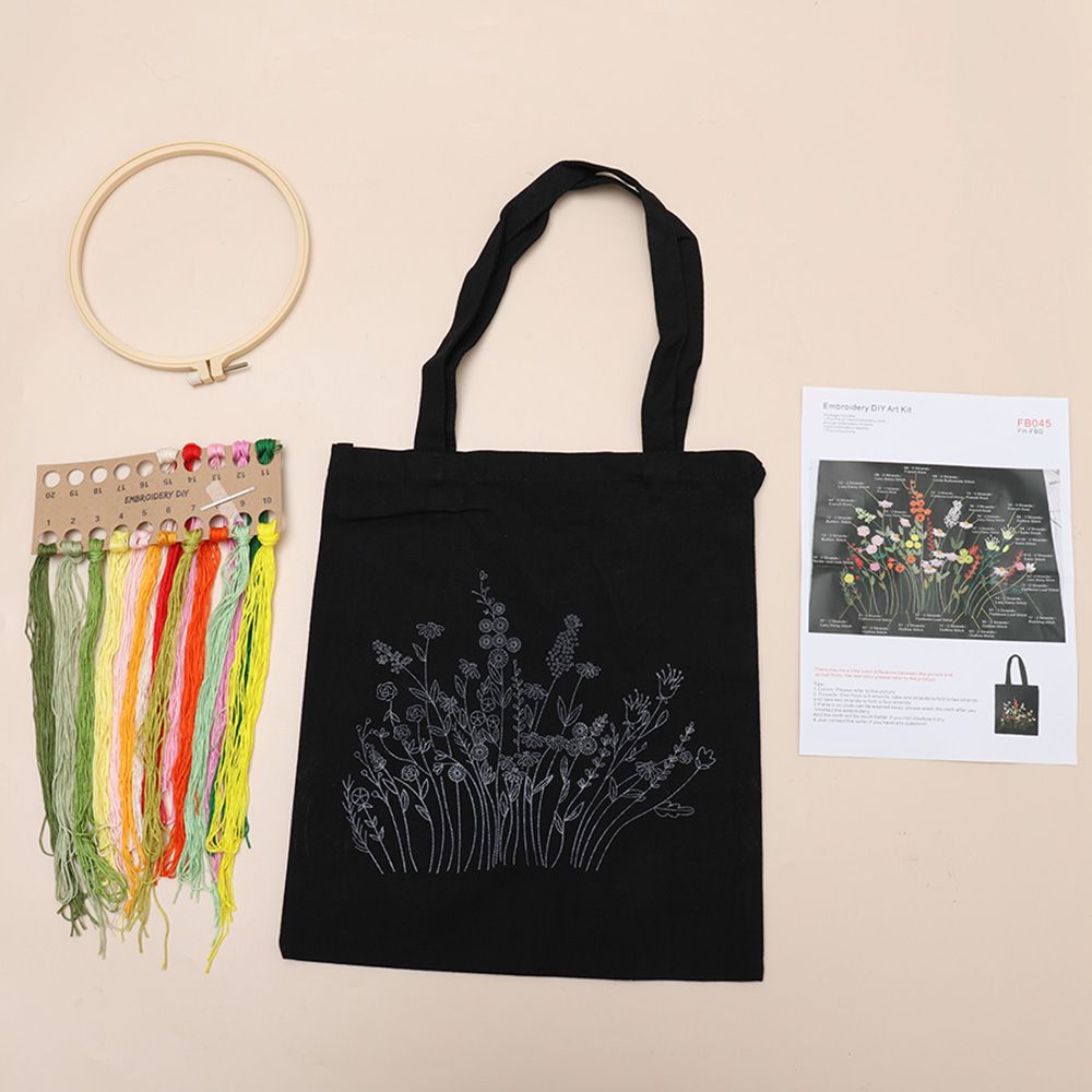 Bloem Patroon Borduurwerk Canvas Tas Diy Naaien Kruissteek Handwerk Artcraft Handtas Met Borduurwerk Hoepel Voor Beginner