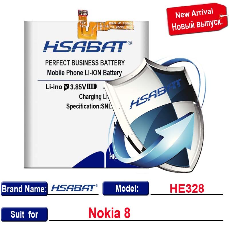 HSABAT 0 Zyklus 4250mAh HE328 Batterie für Nokia 8 Nokia8 Handy Ersatz Akkumulator