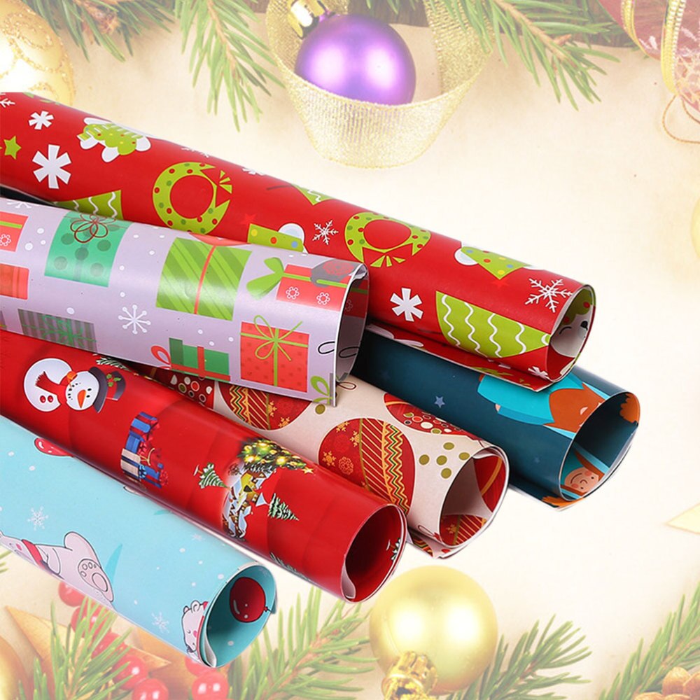 10pcs Xmas Beautiful Packaging Paper Cute Packing Paper Xmas Paper Roll Attractive for Girl Woman Lady