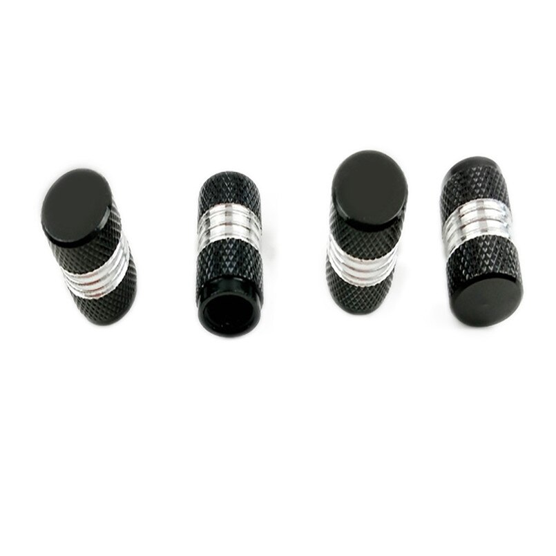 4X Auto Vrachtwagen Bike Tire Velgen Stem Air Ventieldopjes Tyre Cover Aluminium: Black