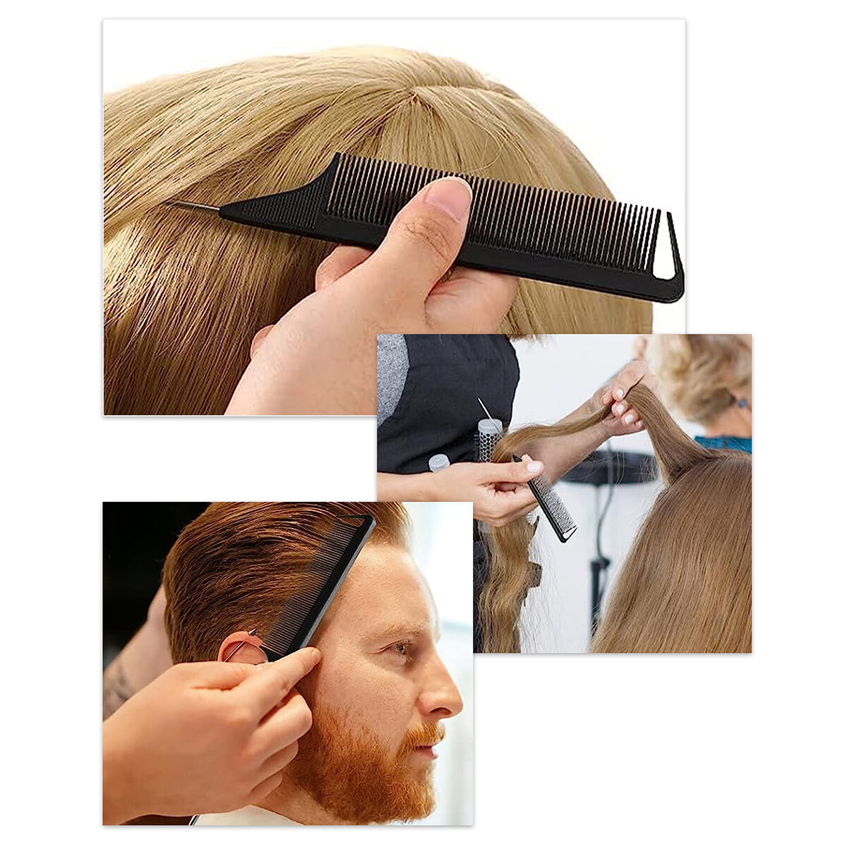 1 Uds. Peine antiestático de peluquería con cola puntiaguda negra, suministros de salón resistentes al calor, peluquería