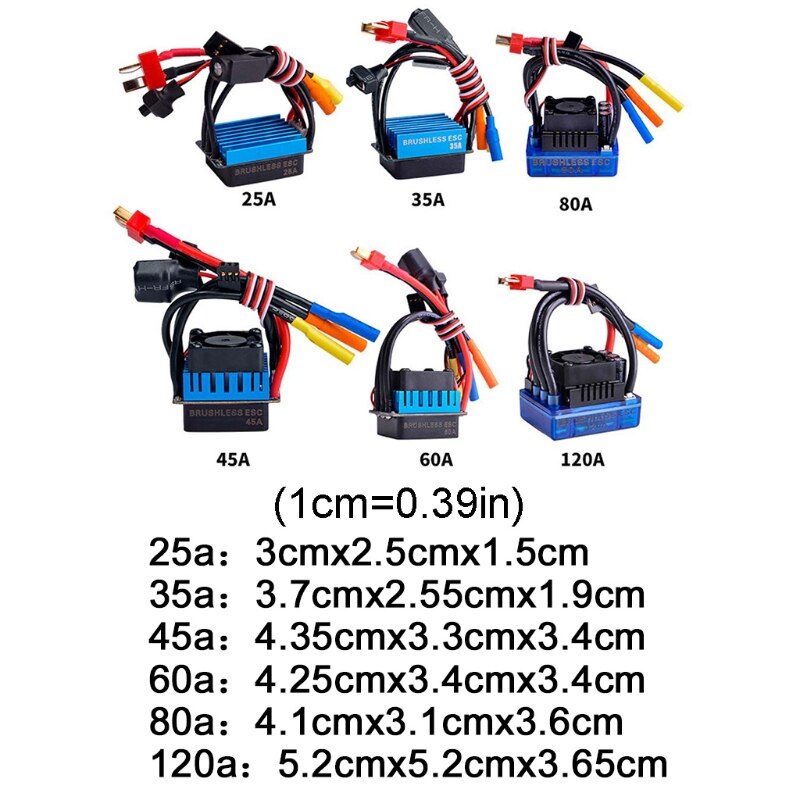 25A/35A/45A/60A/80A/120A bezczujnikowy bezszczotkowy silnik ESC elektryczny kontroler prędkości robić zdalnego sterowania samochód