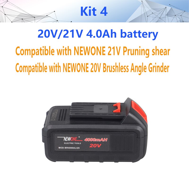 16.8V/20V Cordless 2.0/4.0Ah Lithium Battery And Charger For 16.8V/20V Pruning Shear Chainsaw And Brushless Angle Grinder: Dark Grey