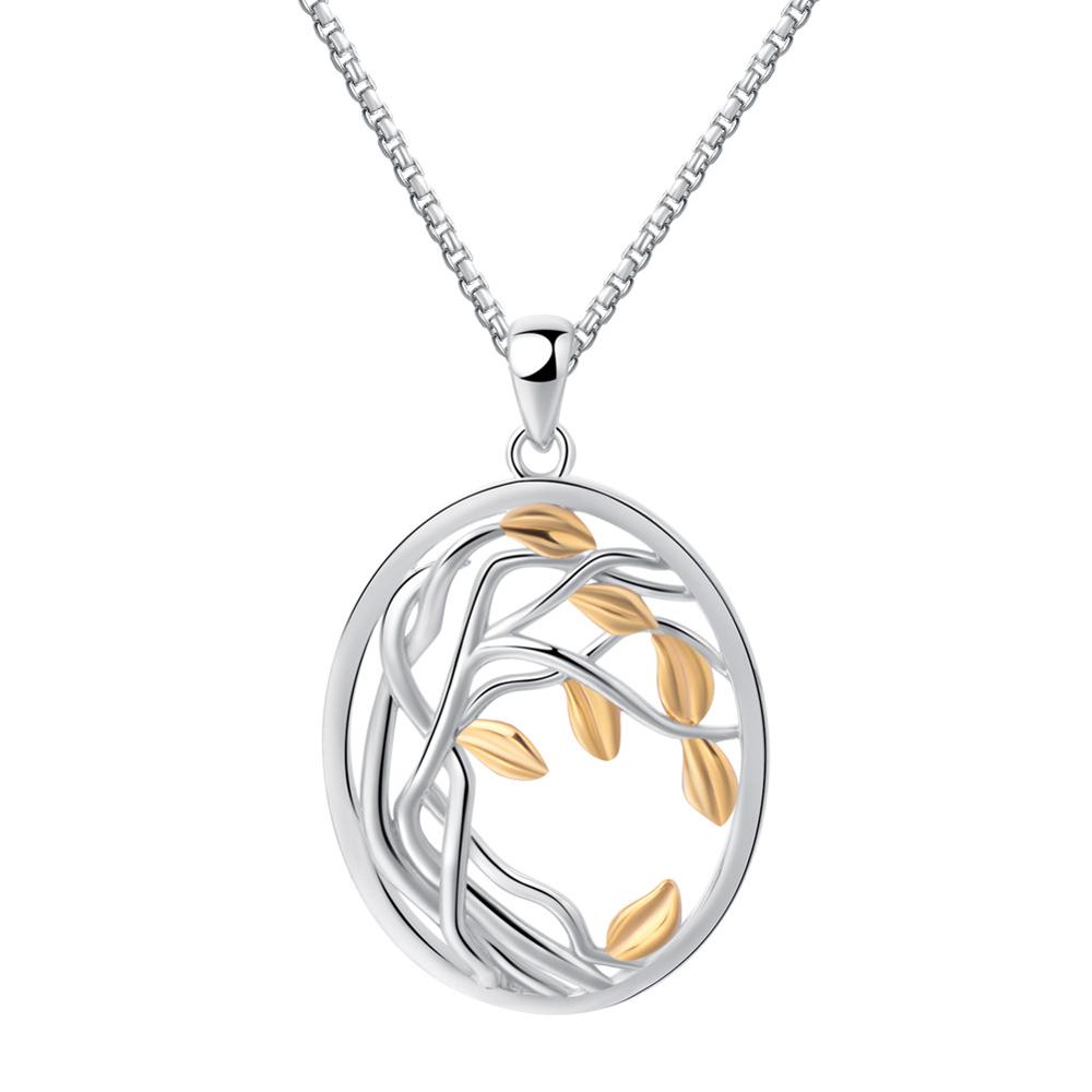 SA SILVERAGE 925 Sterling Silber Baum des Lebens Anhänger Halsketten für Frauen Gold Farbe Silber Lange Maxi Kette Halskette Colliers: Pendant Necklace