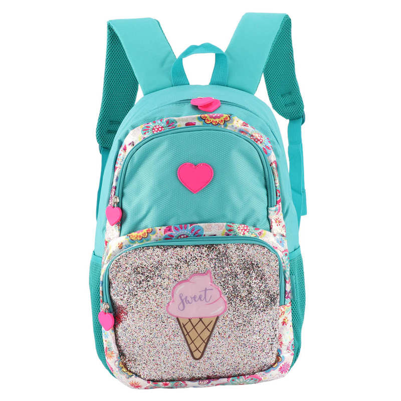 Verstelbare Loopstoeltje Shining Pailletten School Rugzak Ijs Patroon Peuter Baby Kinderen Rugzak Veiligheid Band: Blue-green