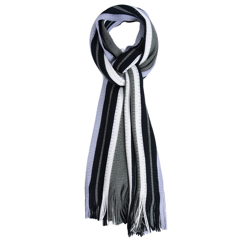 Menn vinter stripete frynser skjerf langt sjal klassisk stripet kunstig ull wraps dusker strips skjerf