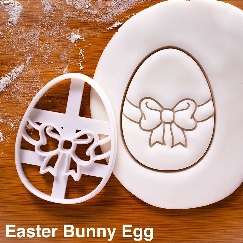 Happy Easter Egg Cookie Embosser Mold Cute Bunny Chick Shaped Fondant Icing Biscuit Cutting Die Set Baking Cake Decoating Tool: Egg Bunny