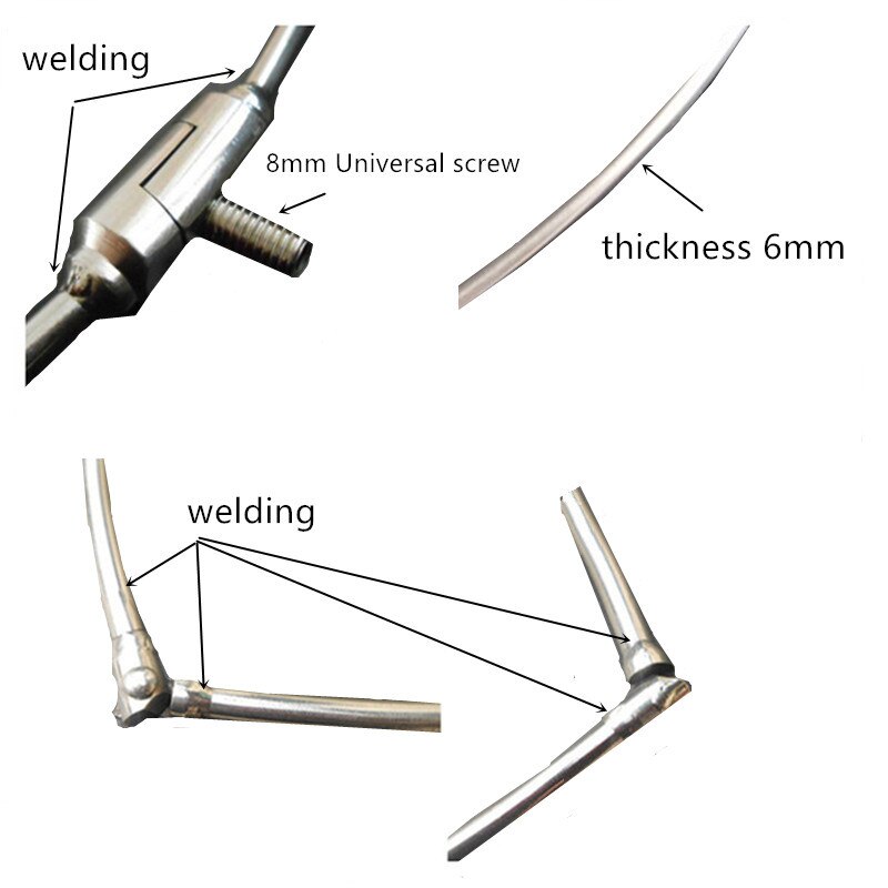 Solid Triangle Stainless Steel Dip Net of Head Diamter 50cm- 60cm Landing Net Turck Net Outdoor Accessories Folding Brail Neting