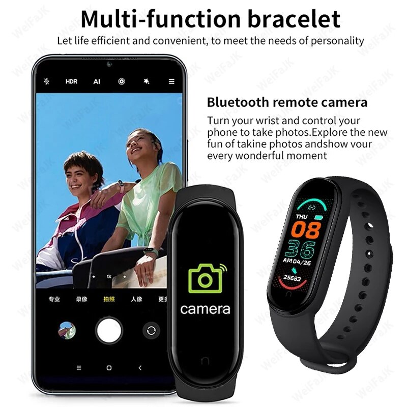 M6 deportivo para hombre y mujer, pulsera inteligente con pantalla IPS a Color, podómetro, contador de pasos, presión arterial