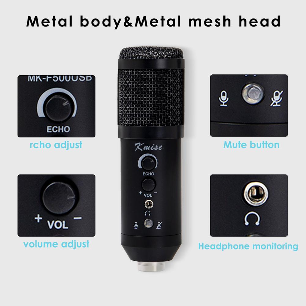 Kmise USB Condenser Microphone 16mm Large Diaphragm for Window&Mac Multipurpose Mic for Studio Recording Gaming Broadcast