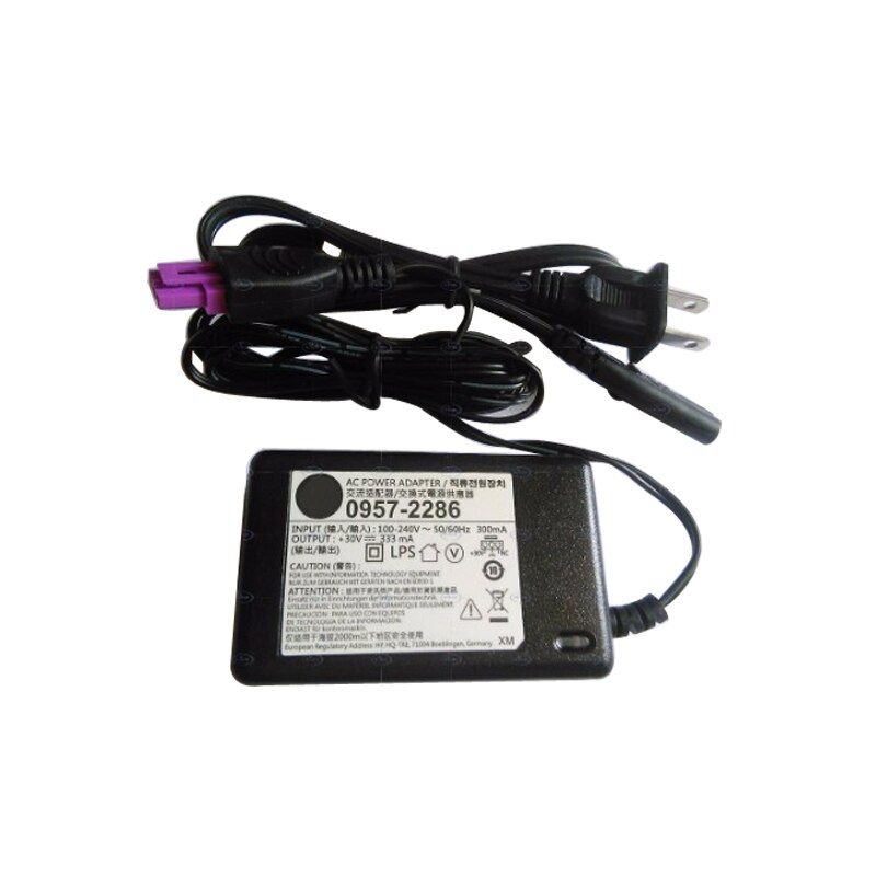 Adaptador de fuente de alimentación de CA para impresora, enchufe europeo/Americano/británico, 30V, 333mA, para HP Deskjet, 0957-2286, 1050, 1000, 2050, 2000, 2060, con Cable de CA