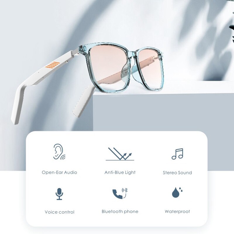 Óculos inteligentes intelligente bluetooth 5.0 eyewear tws fones de ouvido à prova dwireless água sem fio anti-azul polarizado lente óculos de sol