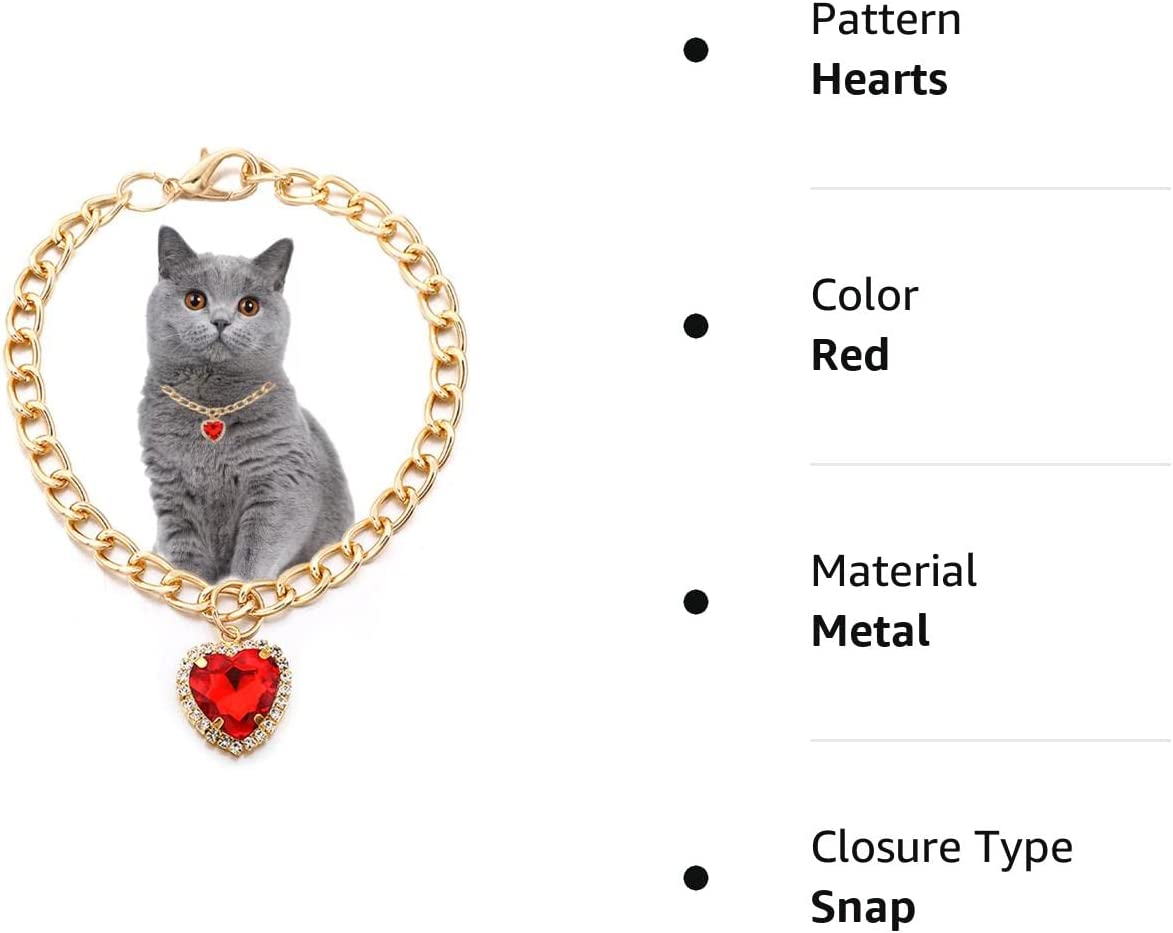 Collier de luxe pour chien et chat, bijoux avec pendentif en forme de cœur et de diamant, chaîne en or, accessoires de Costume d'anniversaire et de mariage pour animaux de compagnie