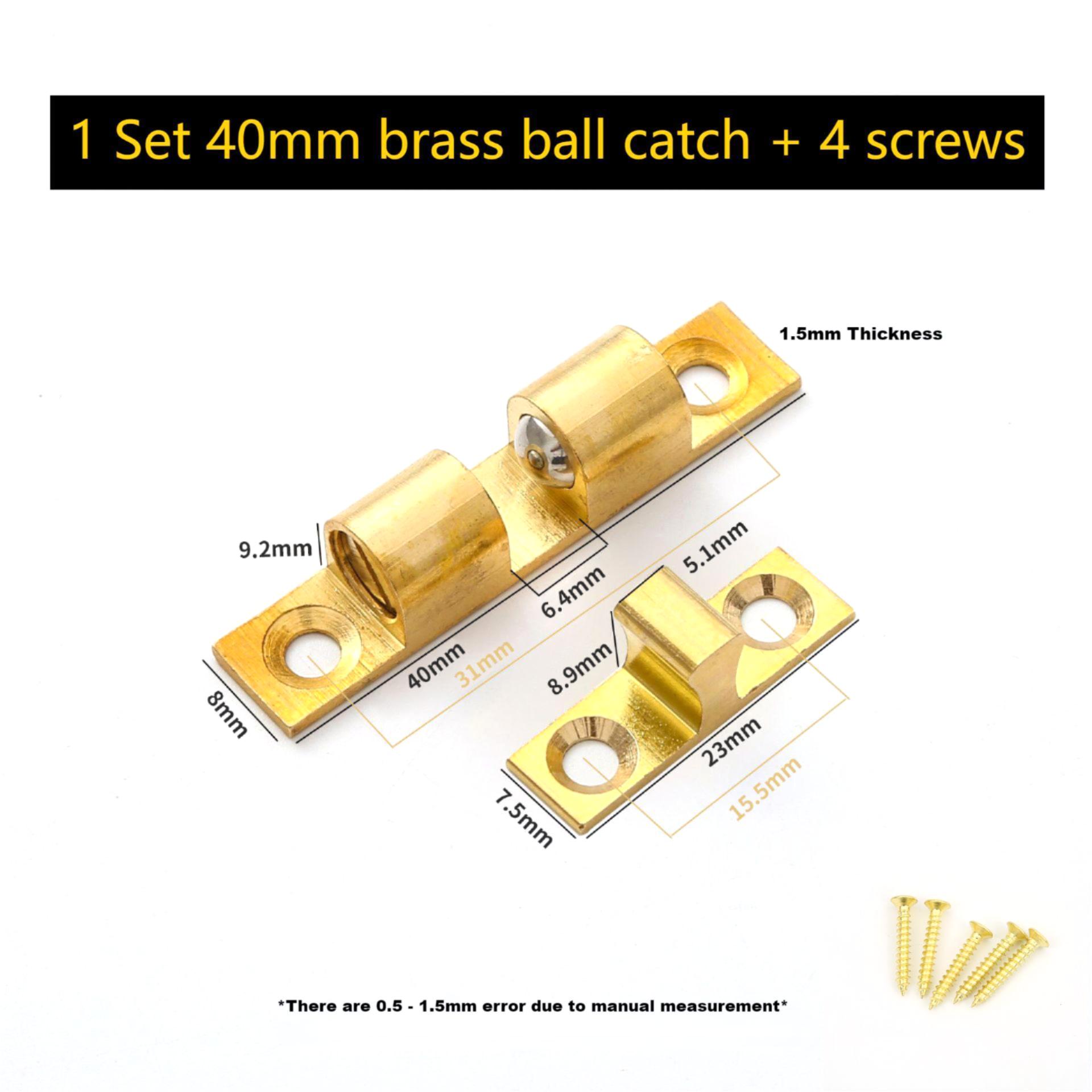 Cabinet Door Catch Solid Brass Adjustable Spring Ball Latch Furniture Door Closer with Free Screws 40mm/50mm/60mm/70mm: Gold