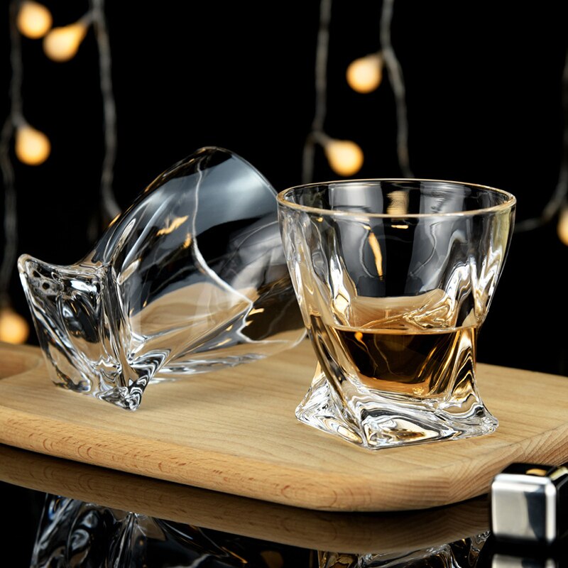 Vasos gruesos de para Bar, vasos de cristal irregulares cilíndricos con fondo de cristal para whisky, Brandy, vaso de vino exterior
