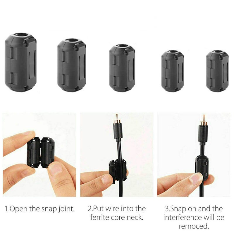 1pc ferritkärna sladd ring choke bead rfi emi brusdämpande filter för nätsladd usb kabel antenn ljudkabel 3.5mm-13mm