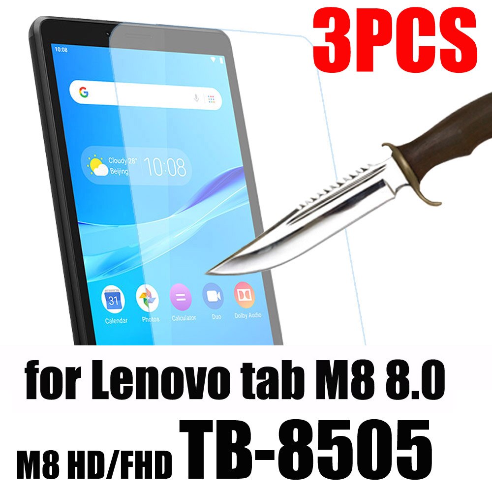 3 Packs Tempered glass screen protector for Lenovo tab 4 M7 M8 M10 HD FHD REL plus Gen 2nd E7 E8 E10 P10 P11 Pro Yoga 5 10.1: M8