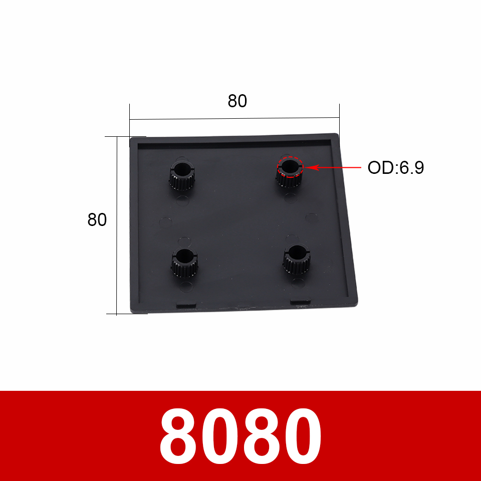 Plaque de couverture de capuchon d&#39;extrémité, profilé aluminium en Nylon noir pour Extrusion d&#39;aluminium EU /2040/3030/4040/4080/4545/5050/6060/100100 10 pièces: 8080