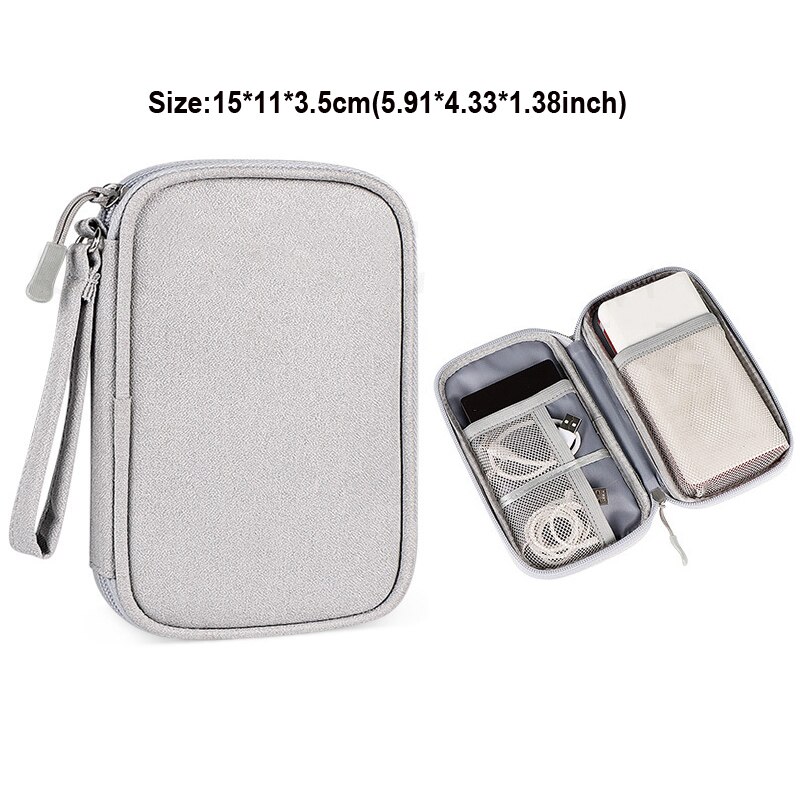 Reizen Closet Organizer Case Voor Hoofdtelefoon Opslag Power Bank Tas Digitale Draagbare Rits Accessoires Charger Data Kabels Pouch: Grey Small