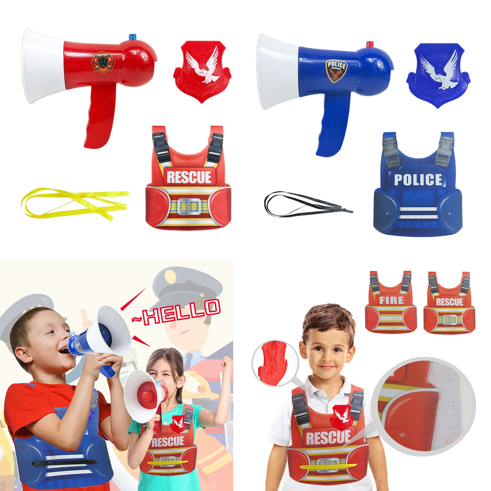 Brinquedo engraçado da gravação de megafone crianças trocador voz alto-falante microfone portátil vocal brinquedos com colete e correias