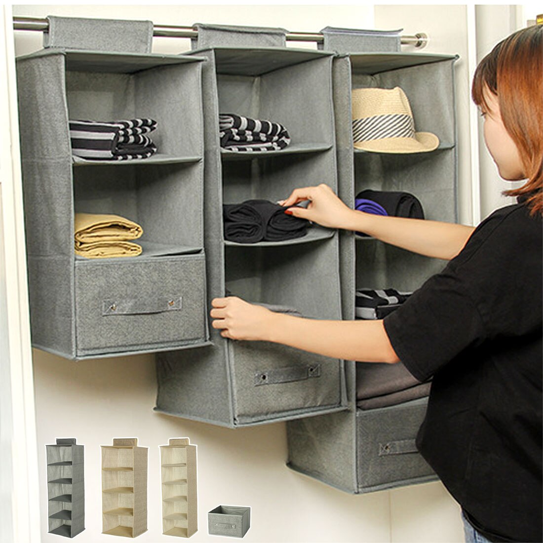 3/4/5/Layers Hanging Drawer Box Wardrobe Organizer Shelves Clothes Hangers Holder Portable Organizer Hanging Closet