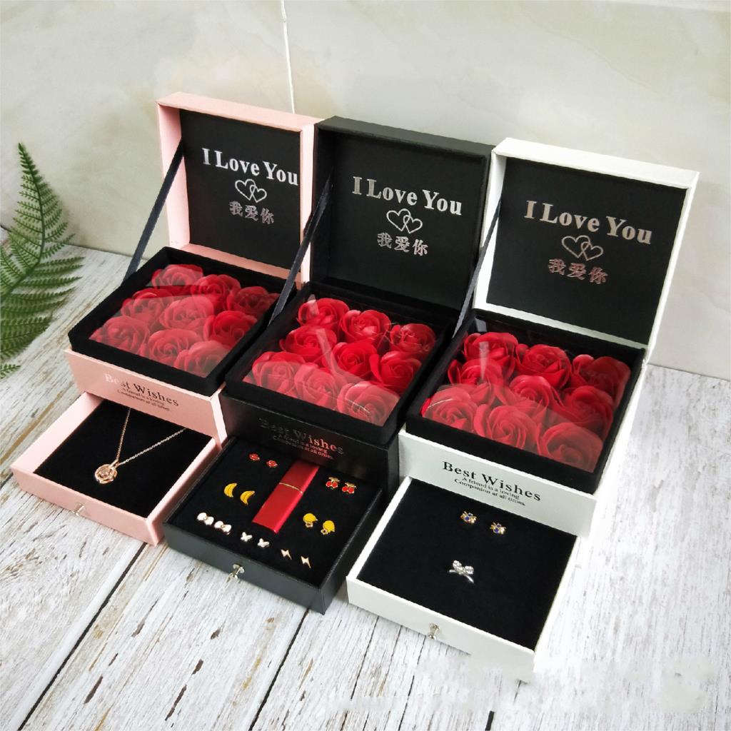 Valentine's Day Soap ROSE Box Jewelry Box Ring Necklace Box Cosmetic Lipstick Box