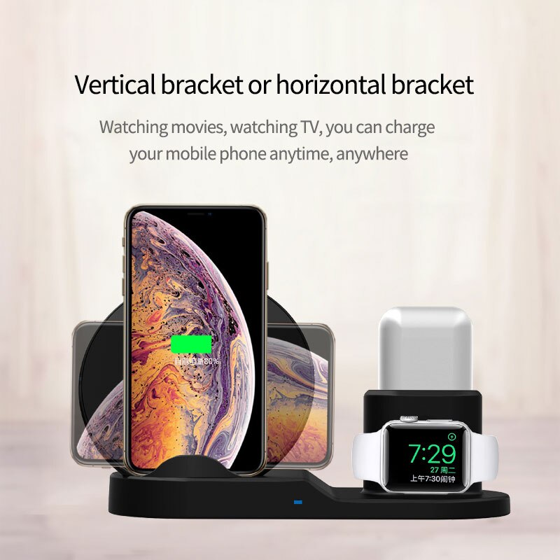 3 In 1 Qi Snelle Draadloze Oplader Voor Iphone 11 Pro Xs Xr 8 Samsung Note 10 Charger Dock Station voor Apple Horloge 6 5 4 Airpods Pro