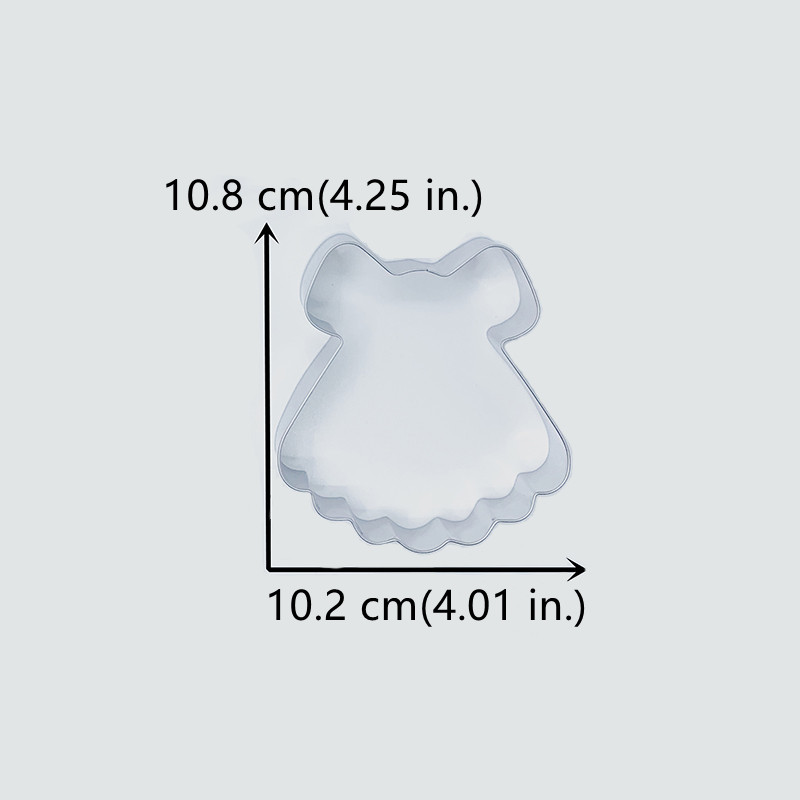 Keniao prinsessekjole udstikker til baby shower / fødselsdag  - 10.2 x 10.8 cm -  kiks og fondant skærer - rustfrit stål