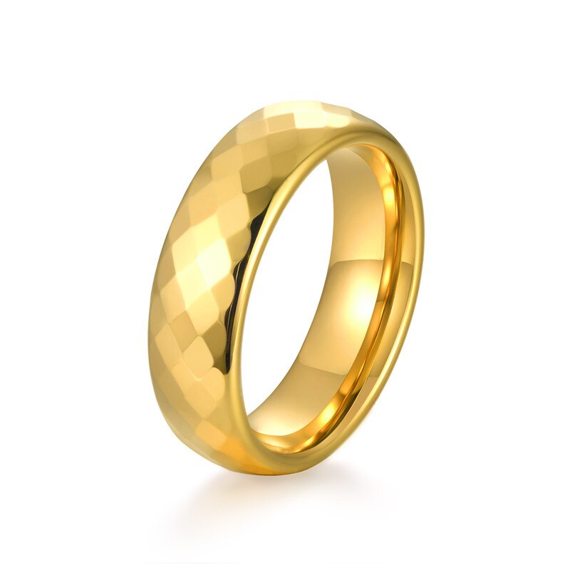 Zorcvens 4mm/6mm multi-facetado tungstênio anéis de casamento ouro/prata cor noivado banda para homens feminino conforto apto para casal: 11 / Gold 6mm