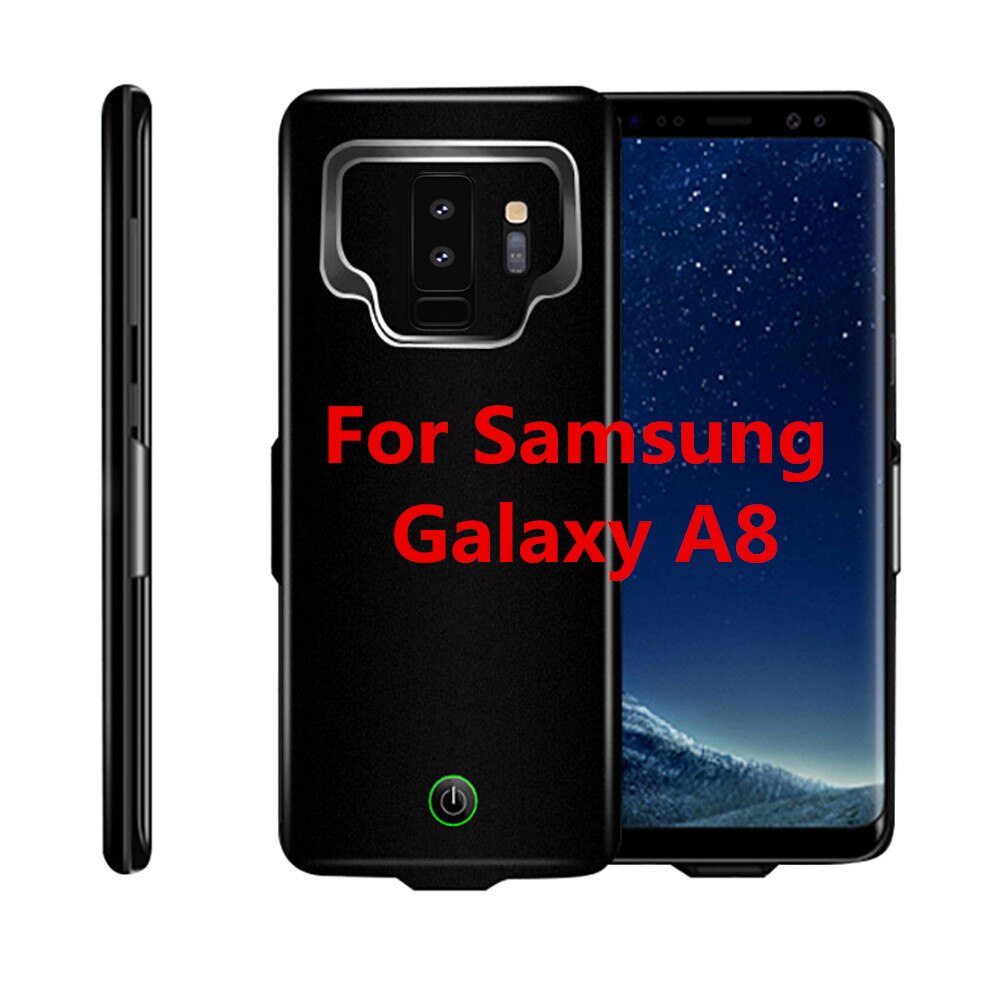 Leioua-funda de batería para Samsung Galaxy S9, S8, A8, funda con cargador de batería de 7000 mAh, cobertura de Carga para Samsung S9, S8, A8 Plus: Black for A8