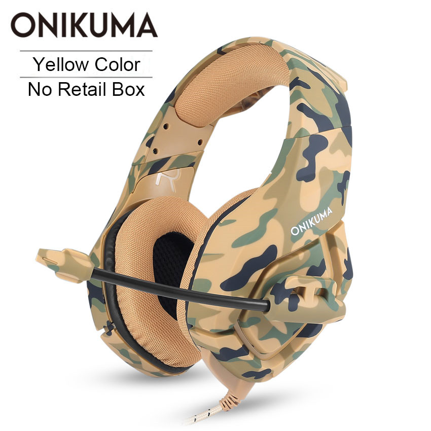 ONIKUMA K1 casque Gaming Headset PC Gamer Stereo Koptelefoon Hoofdtelefoon met Microfoon voor PS4 Xbox One Gamepad Laptop Tablet: Yellow No Retail Box