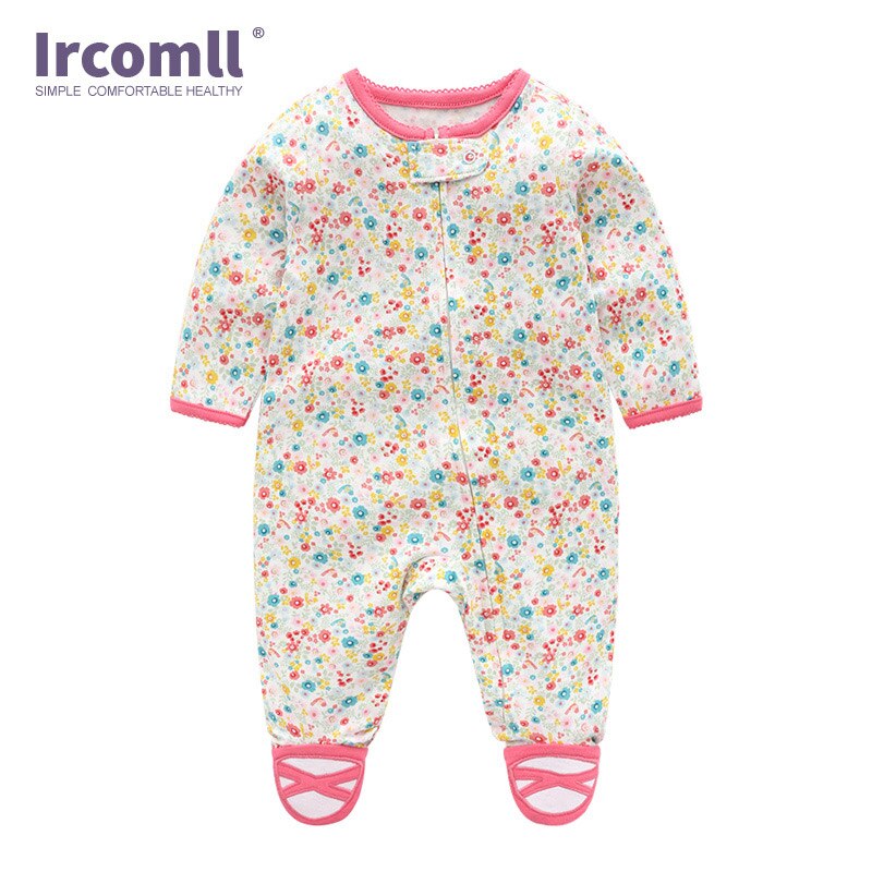 Ircomll Baby Peuter Pasgeboren Baby Jongen Meisje Jumpsuit Unisex Kids Katoen Baseball Bloemen Baby Footies Outfit Kleding Set: Flower Footies / 9m